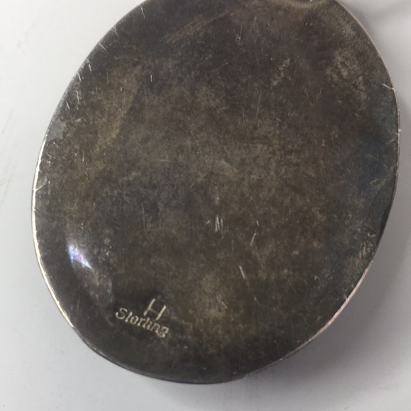 Vintage Native Sterling Signed Onyx Pendant Pendant Herringbone silver Chain - Picture 4 of 7